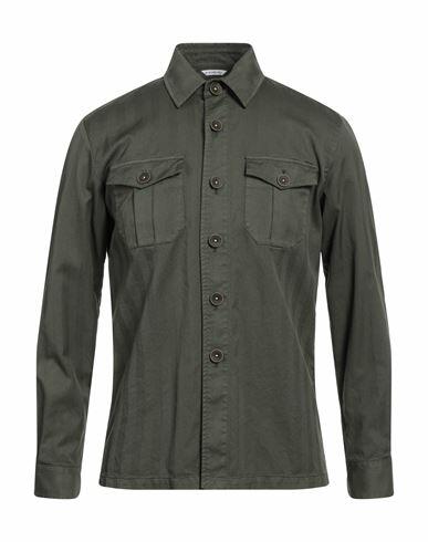 Manuel Ritz Man Shirt Military green Cotton, Elastane Cover