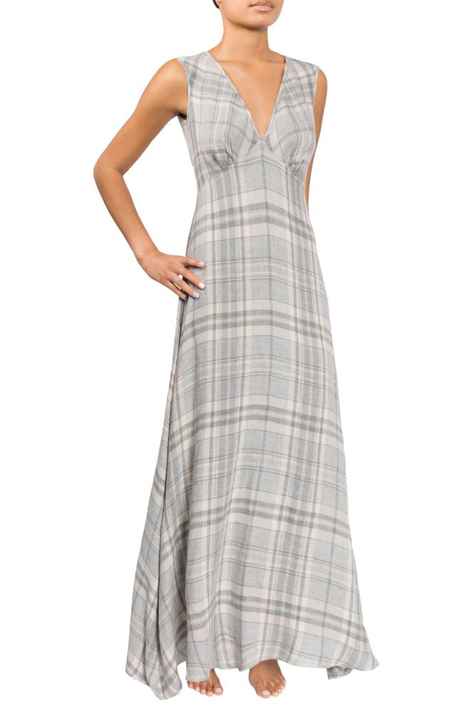 Everyday Ritual Plunge Nightgown in Grey W/Gold Lurex Cover