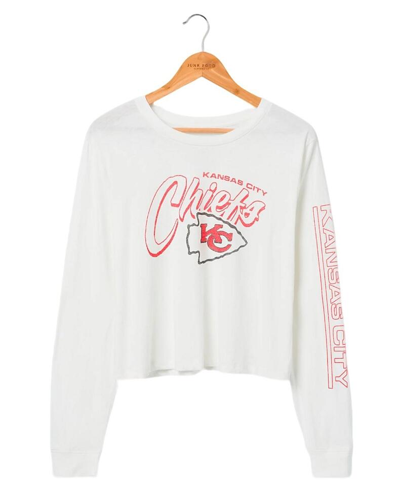 Junk Food Clothing Women's Nfl Kansas City Chiefs Touchdown Long Sleeve Cropped Tee Cover