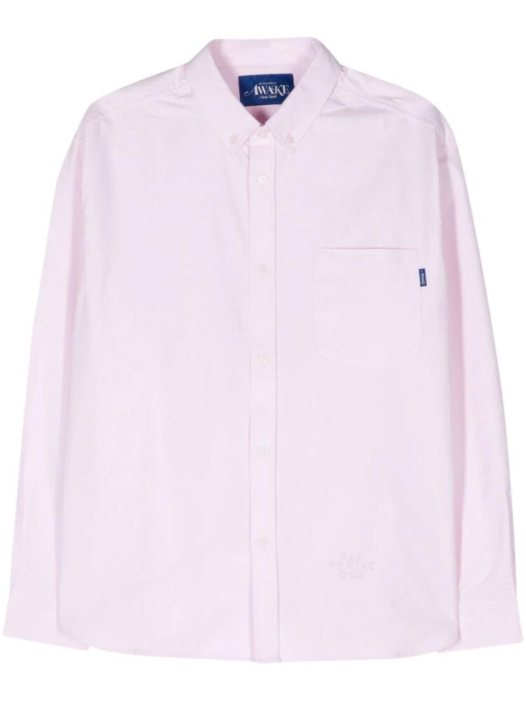 Awake NY logo-embroidered piqué shirt - Pink Cover