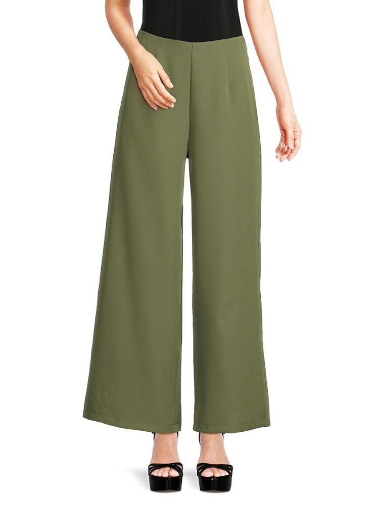 Saks Fifth Avenue Women's High Rise Wide Leg Pants - Olive Cover