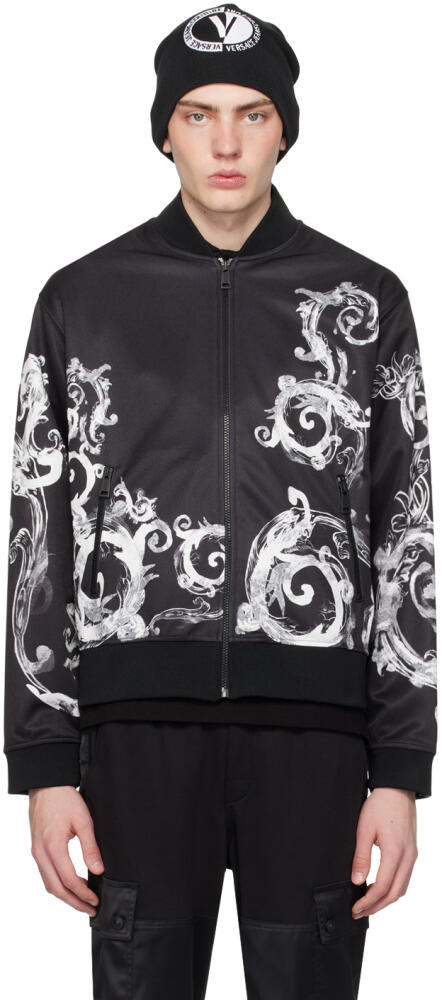 Versace Jeans Couture Black Watercolor Couture Bomber Jacket Cover