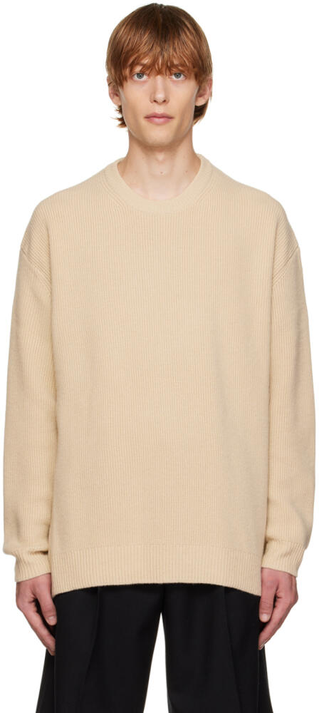 Solid Homme Beige Ribbed Sweater Cover