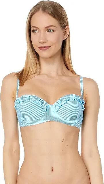 Lilly Pulitzer Leven Ruffle Bikini Top (Cumulus Blue Seersucker Stripe) Women's Swimwear Cover