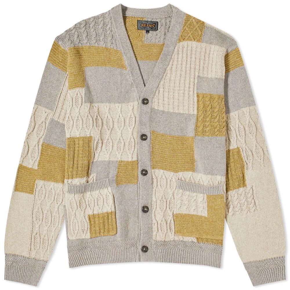 Beams Plus Men's Patchwork Cardigan in Beige Cover