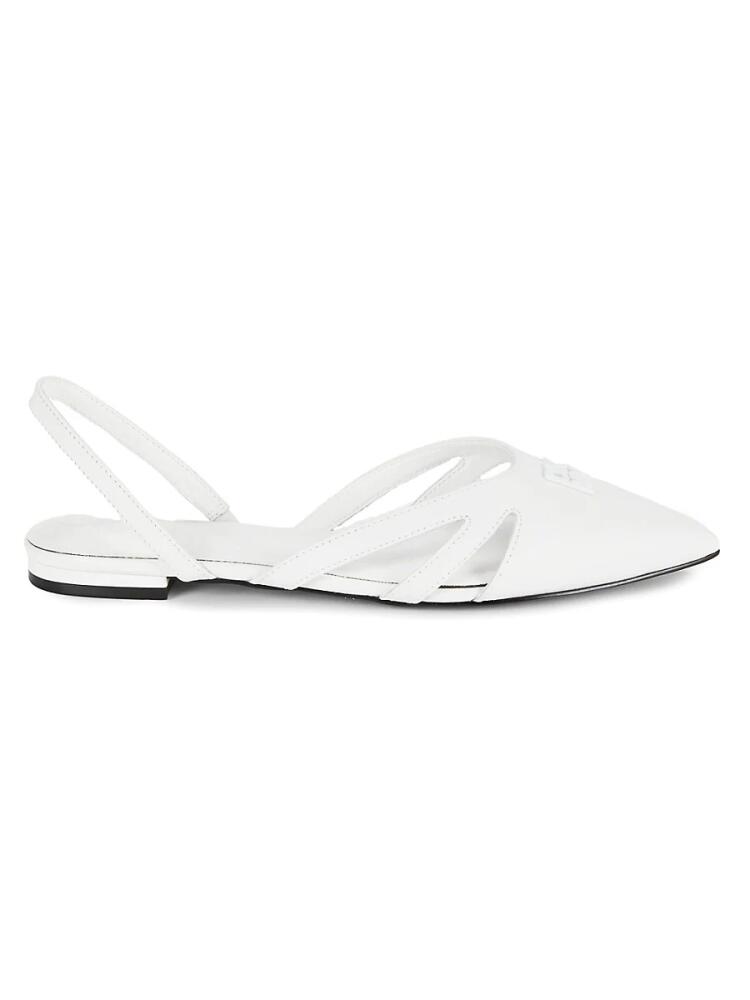 DKNY Women's Verity Logo Leather Slingback Flat Mules - Bright White Cover