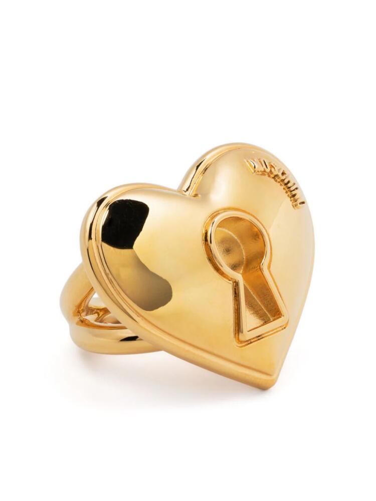 Moschino logo-engraved heart-shape ring - Gold Cover