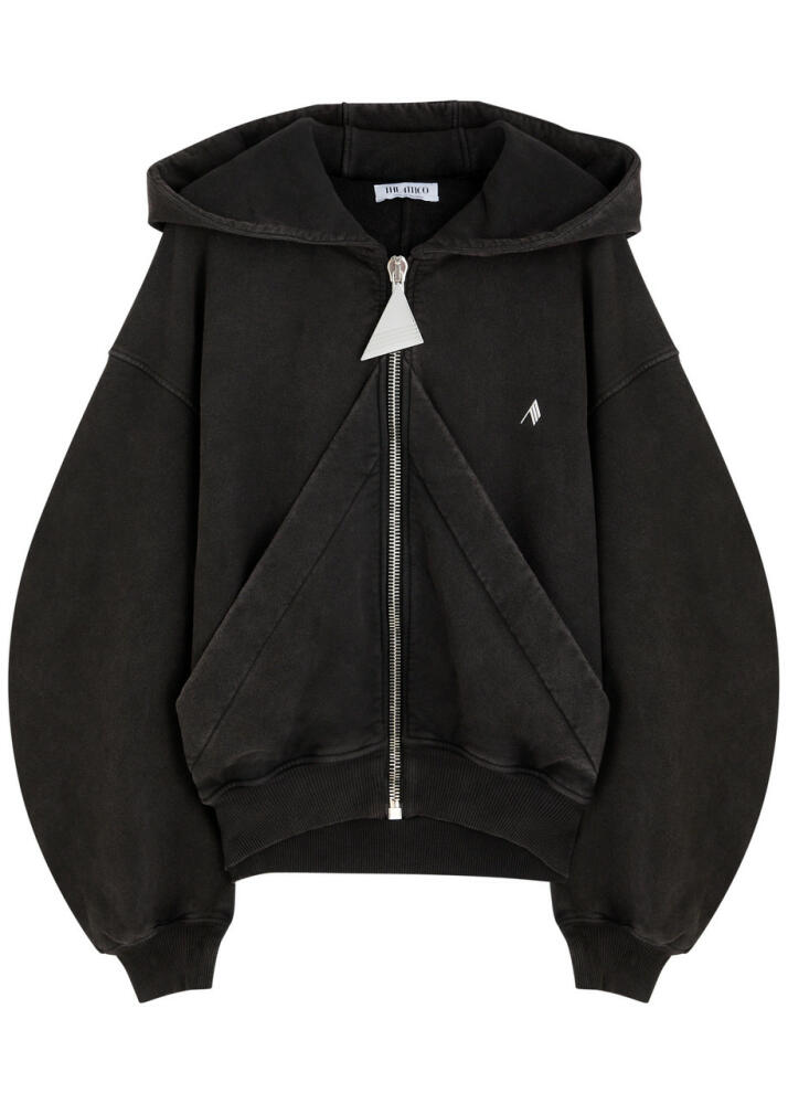 The Attico Hooded Faded Stretch-cotton Sweatshirt - Dark Grey Cover