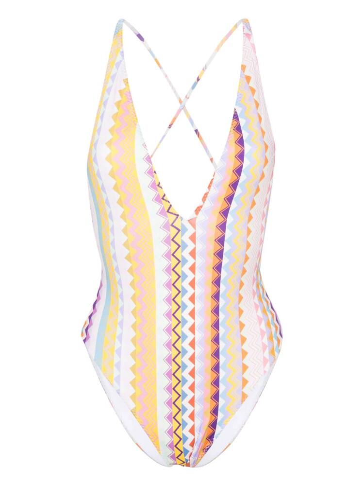 Missoni zigzag-print swimsuit - Pink Cover