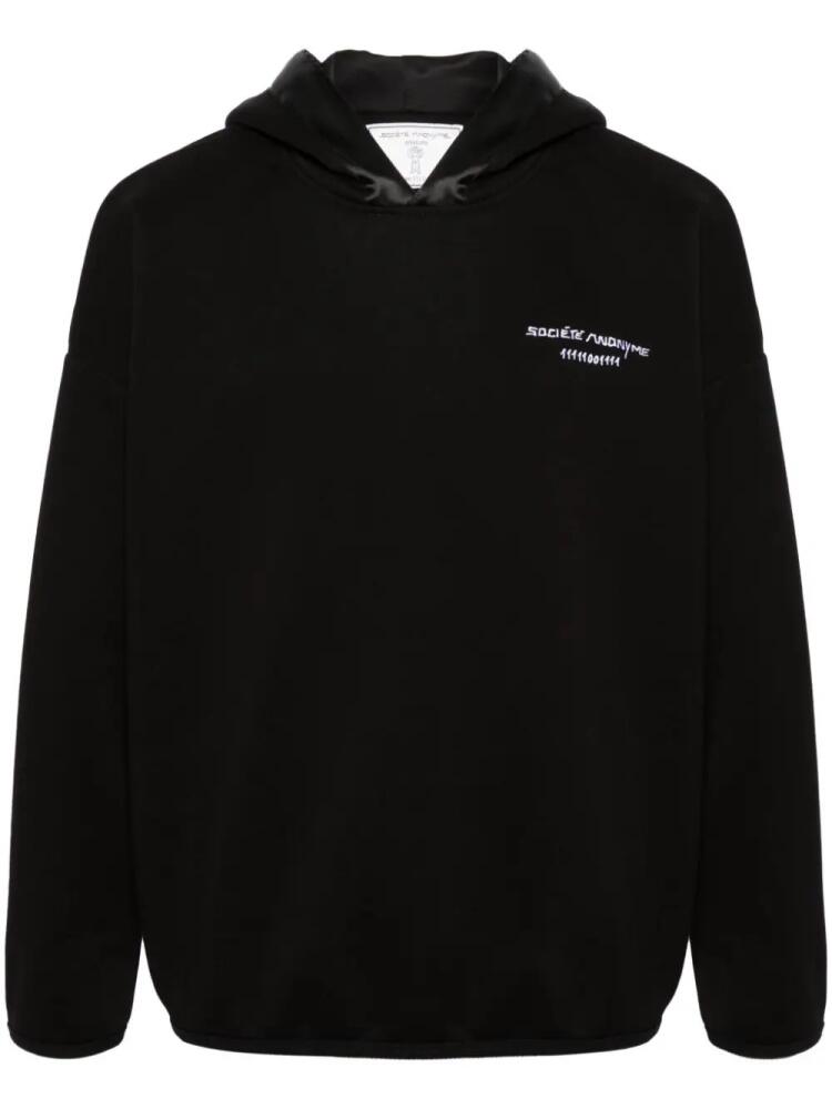 Société Anonyme logo embroidered satin trim hoodie - Black Cover