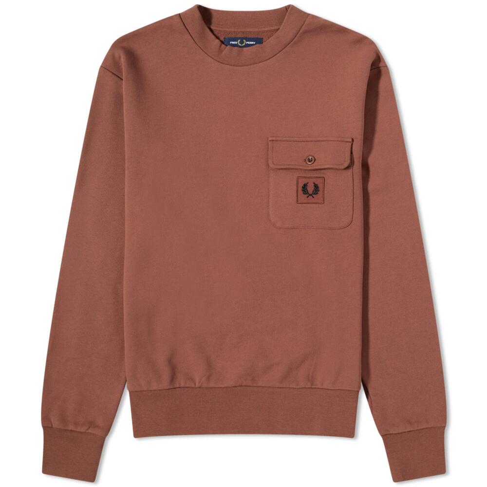 Fred Perry Men's Badge Crew Sweat in Whisky Brown Cover