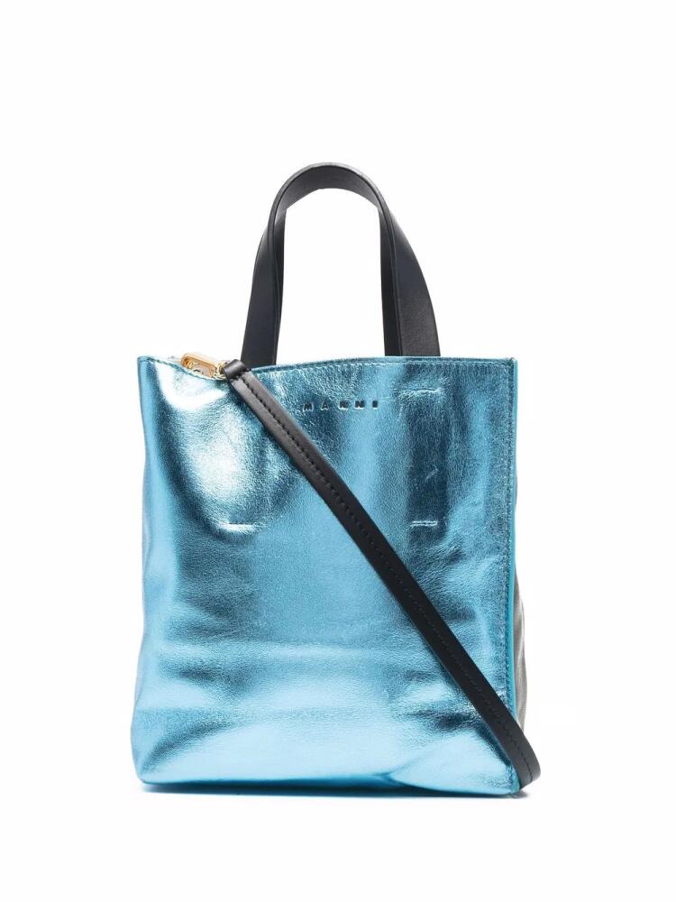 Marni metallic-leather tote bag - Blue Cover