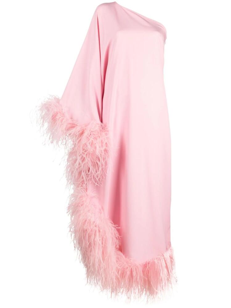 Taller Marmo Ubud feather-trim one-shoulder gown - Pink Cover