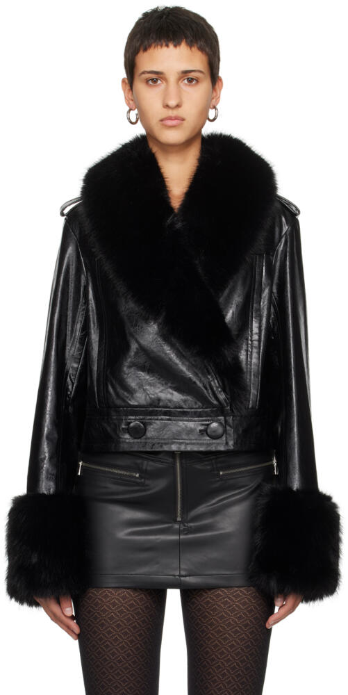 Stand Studio Black Rosalyn Faux-Leather Jacket Cover