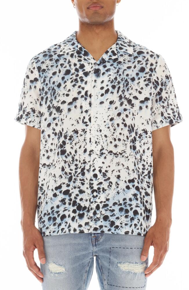 Cult of Individuality Animal Spot Short Sleeve Cotton Button-Up Shirt in White Cover