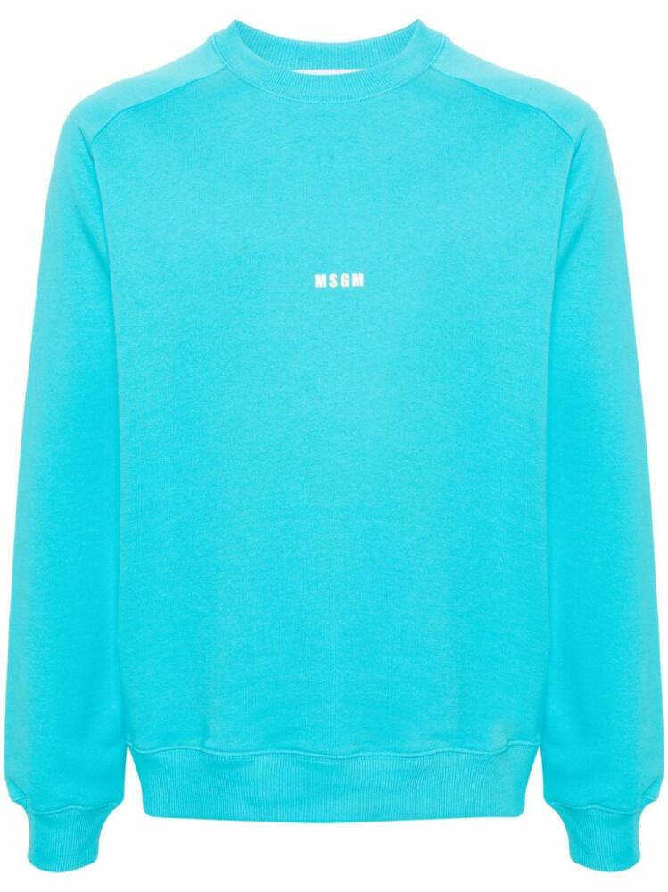 MSGM logo-print cotton sweatshirt - Blue Cover