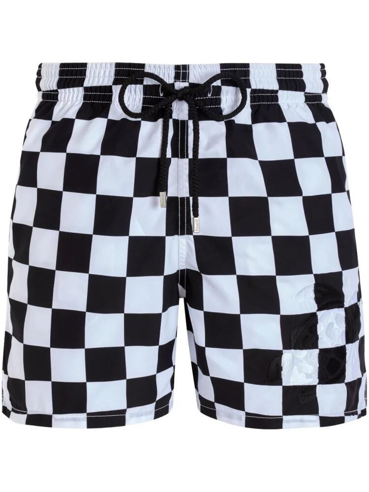 Vilebrequin Damier check-pattern swim shorts - White Cover