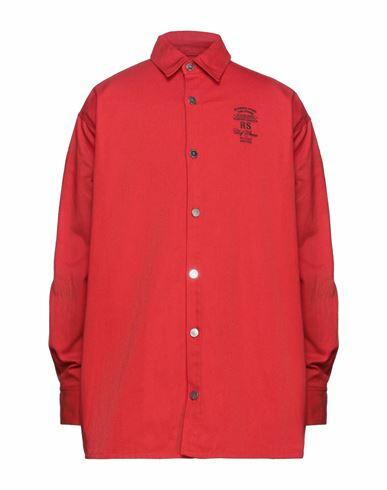 Raf Simons Man Denim shirt Red Cotton, Elastane Cover