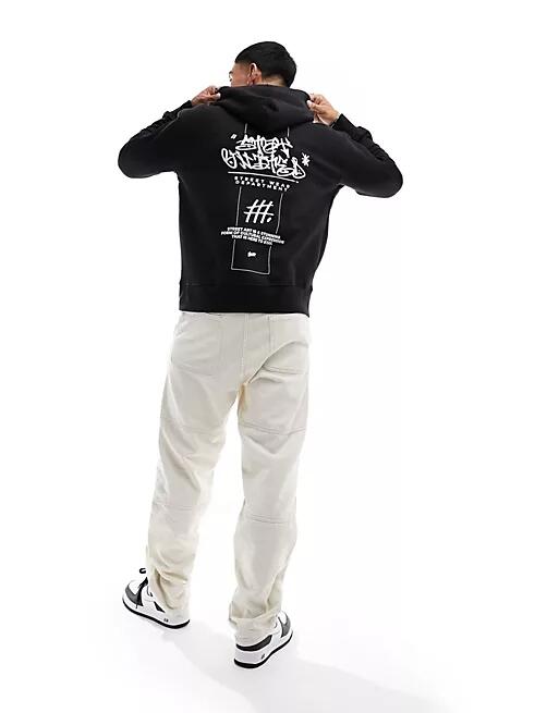 Pull & Bear graffiti back printed hoodie in black Cover