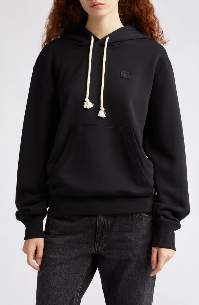 Acne Studios Fairah Face Patch Oversize Cotton Hoodie in Black Cover