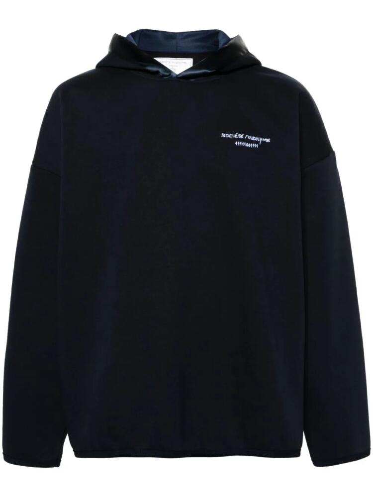 Société Anonyme logo-embroidered cotton hoodie - Blue Cover