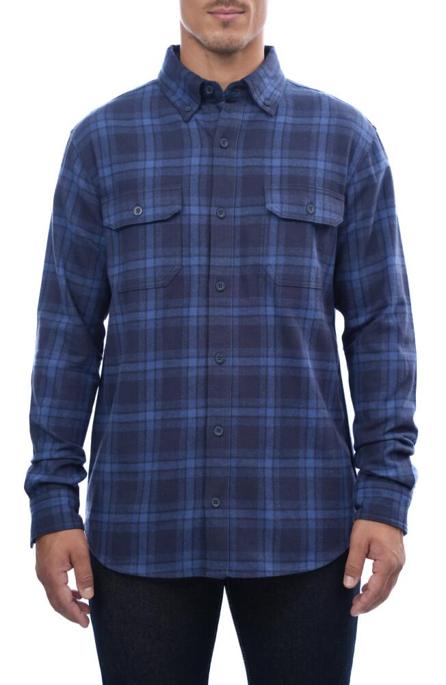 Rainforest Heavyweight Brushed Flannel Button-Up Shirt in Navy Plaid Cover