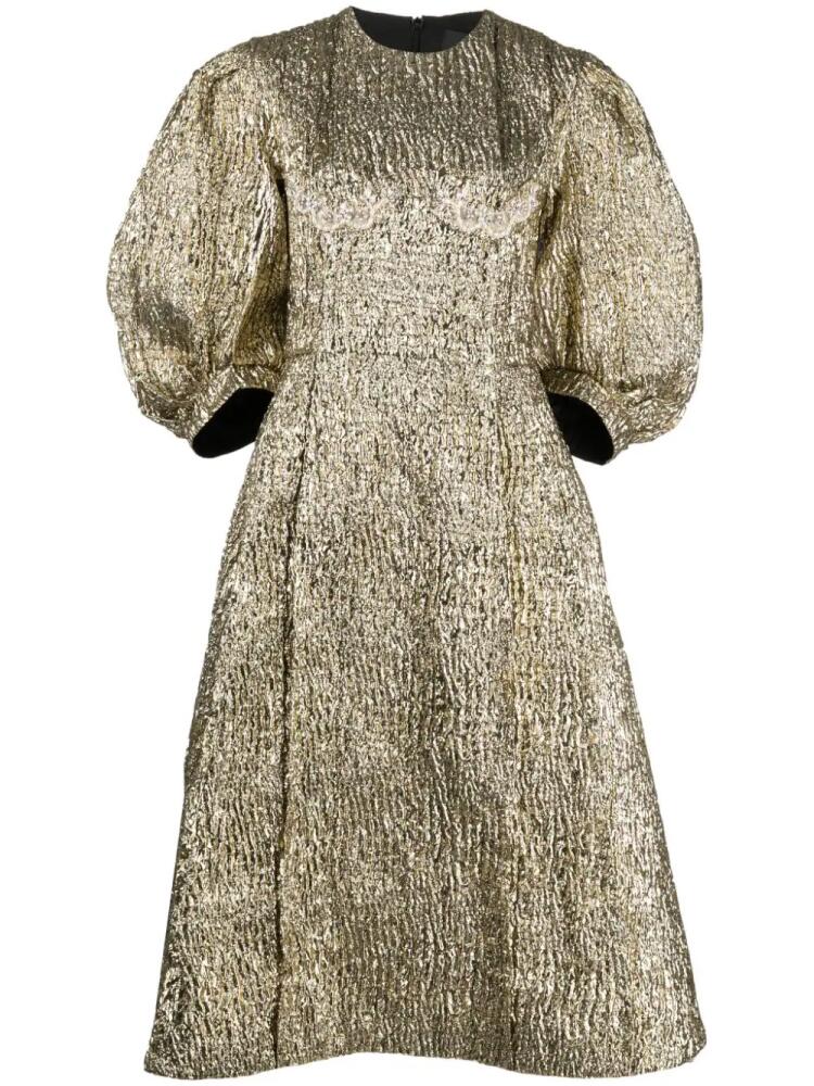 Simone Rocha crystal-embellished cloqué midi dress - Gold Cover