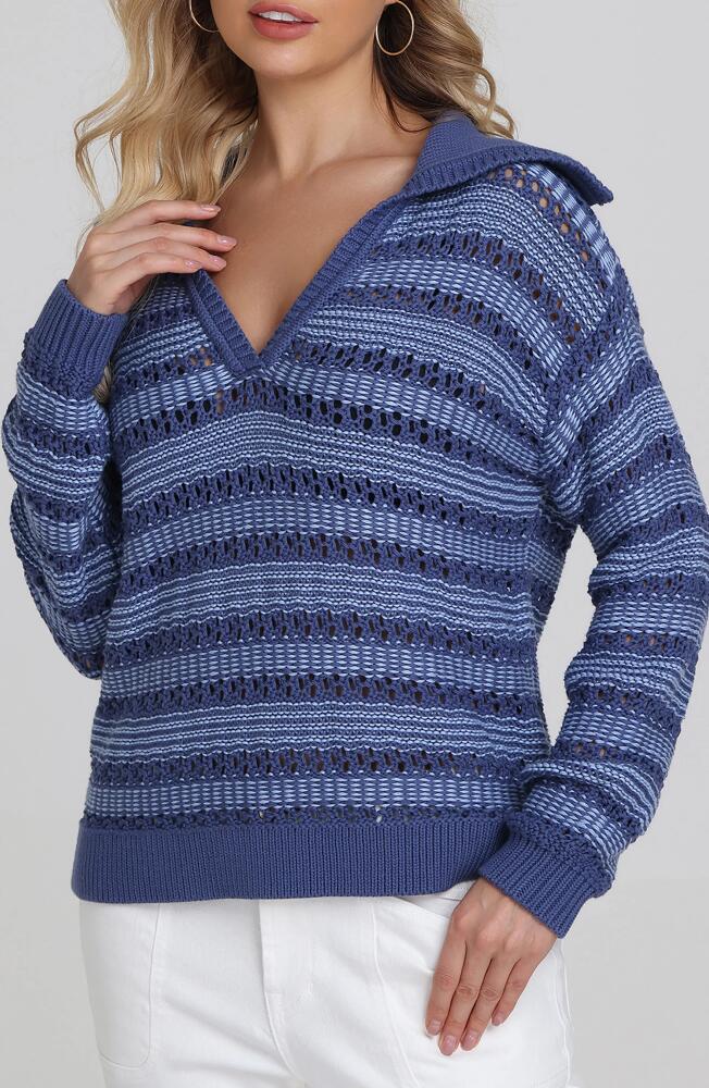 525 Rachel Stripe Sweater in Forever Blue Multi Cover