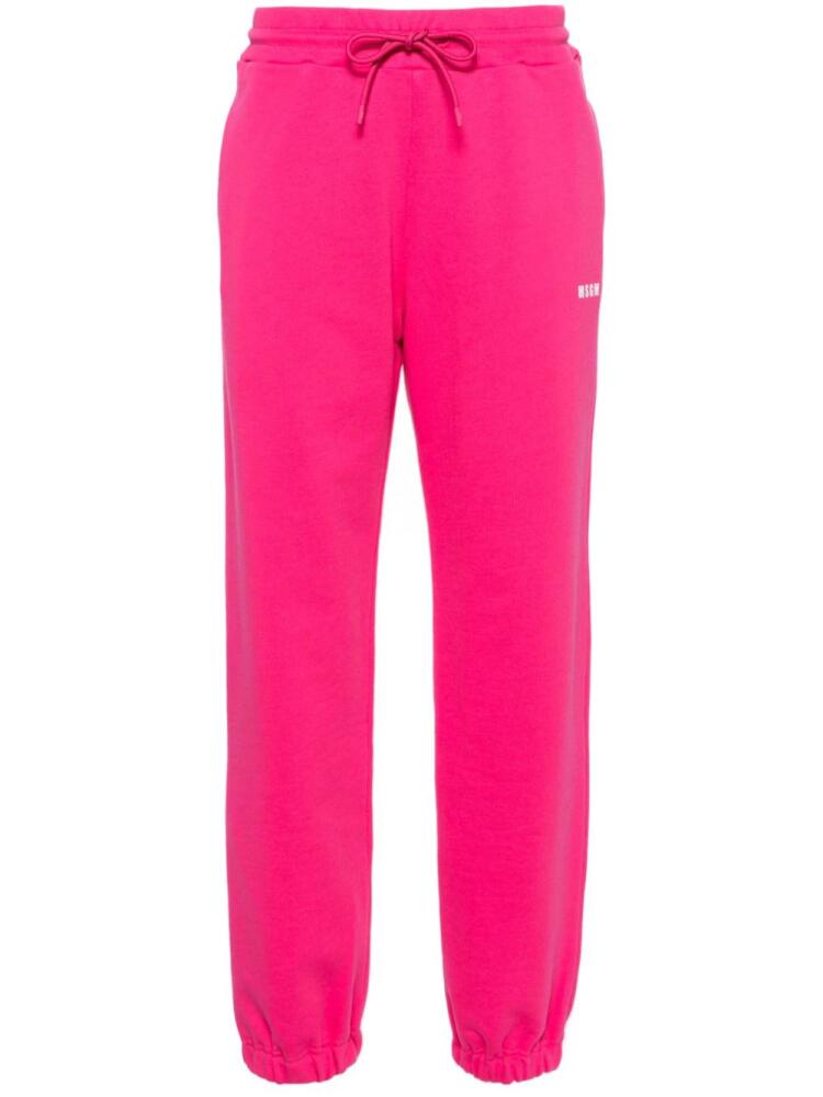 MSGM logo-print cotton track pants - Pink Cover