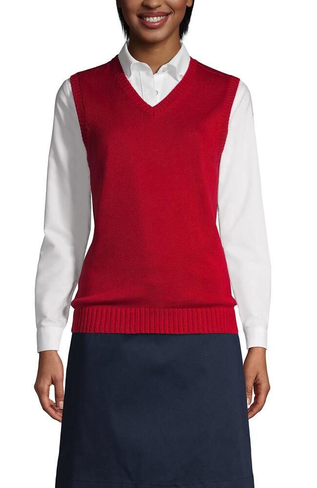 Lands' End School Uniform Cotton Modal Sweater Vest in Red Cover