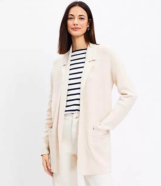 Loft Ribbed Relaxed Open Sweater Blazer Cover