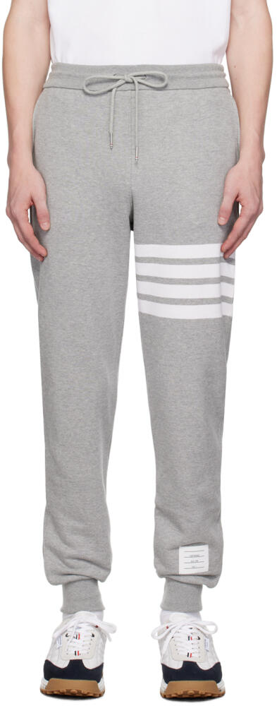 Thom Browne Gray Classic 4-Bar Sweatpants Cover