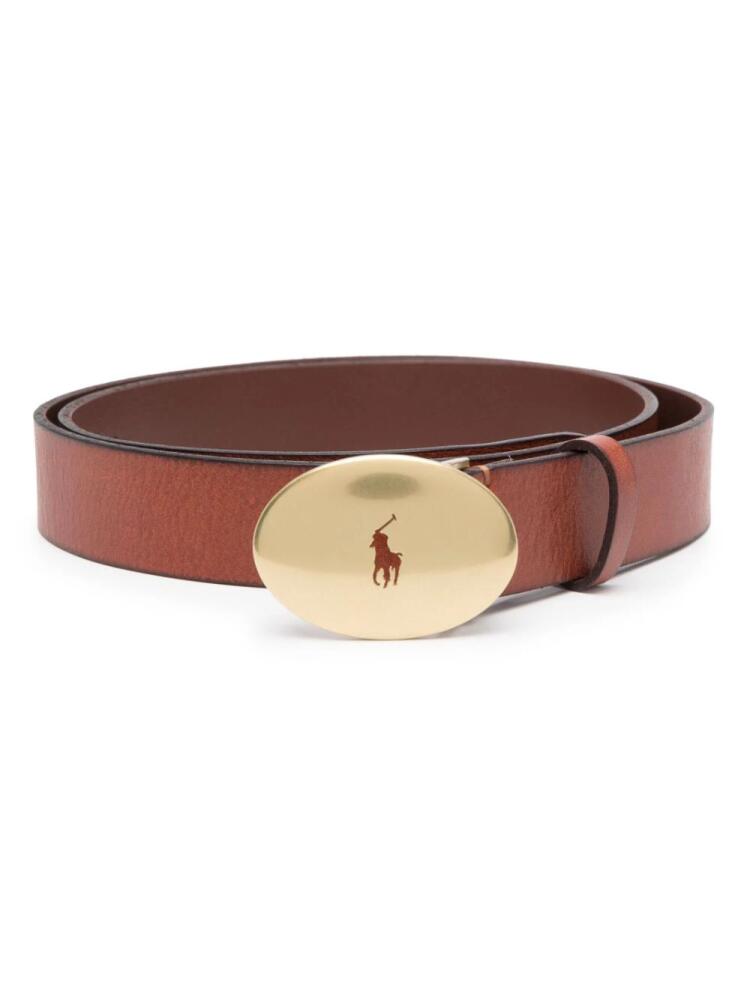 Polo Ralph Lauren logo-plaque leather belt - Brown Cover