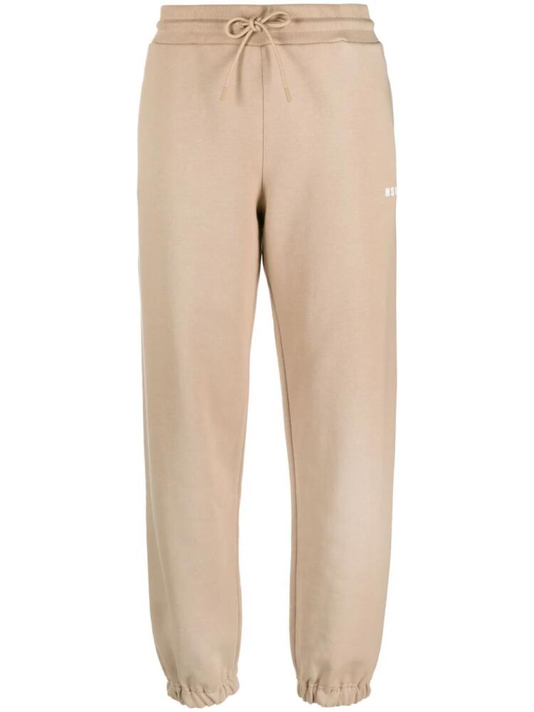 MSGM logo-print cotton track pants - Neutrals Cover