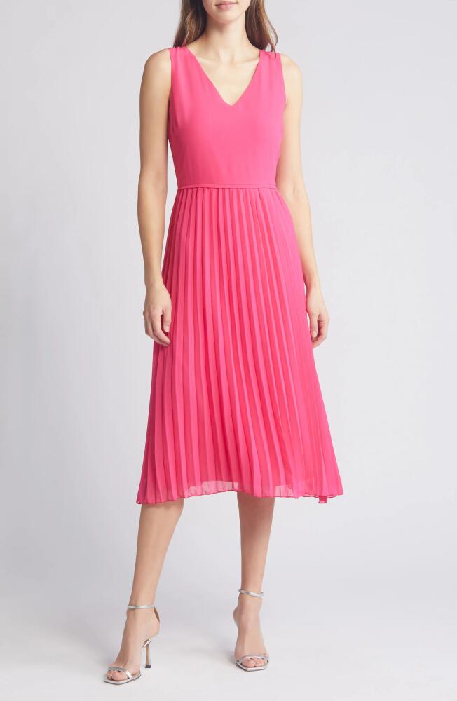 Sam Edelman V-Neck Accordion Pleat Dress in Pretty Pink Cover