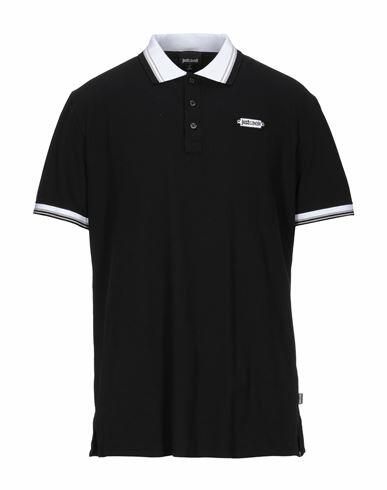 Just Cavalli Man Polo shirt Black Cotton, Elastane Cover