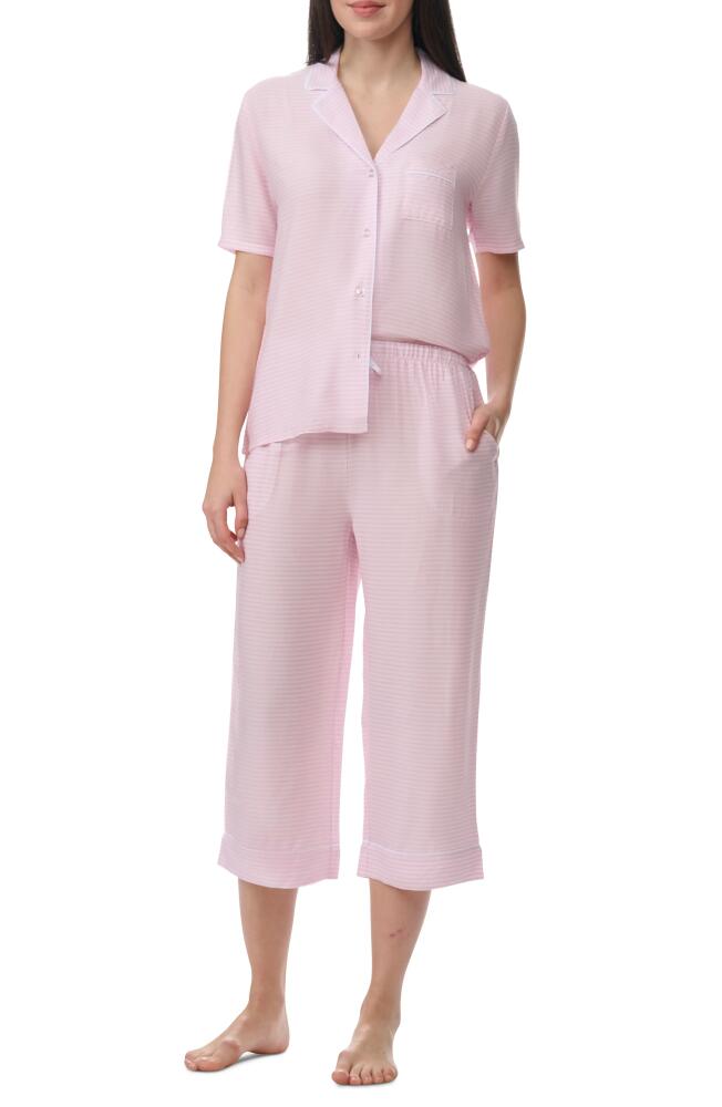 Splendid Notch Collar Pajamas in Pink Feeder Stripe Cover