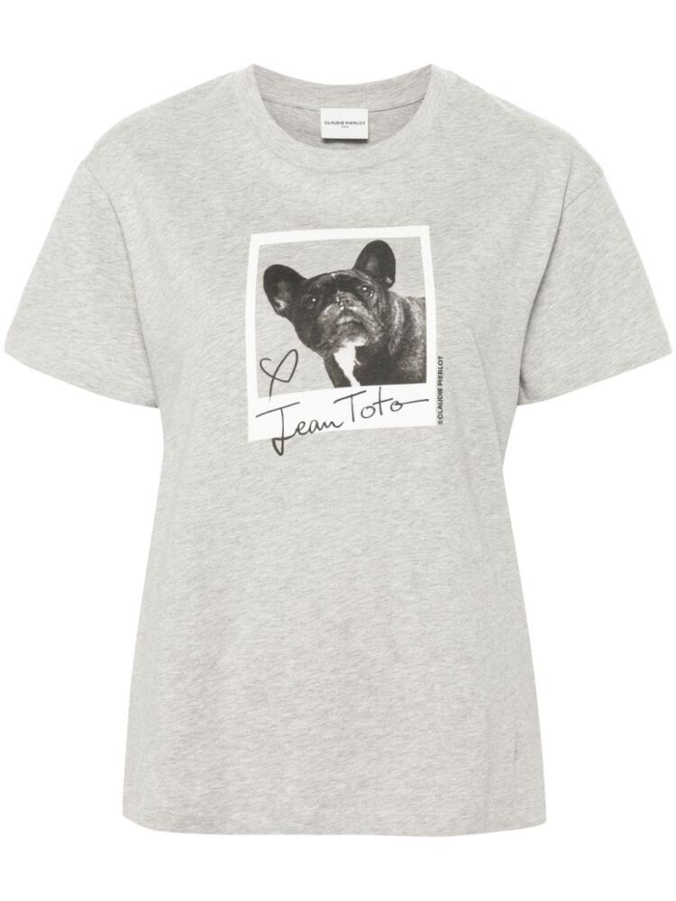 Claudie Pierlot Jean Toto-print cotton T-shirt - Grey Cover