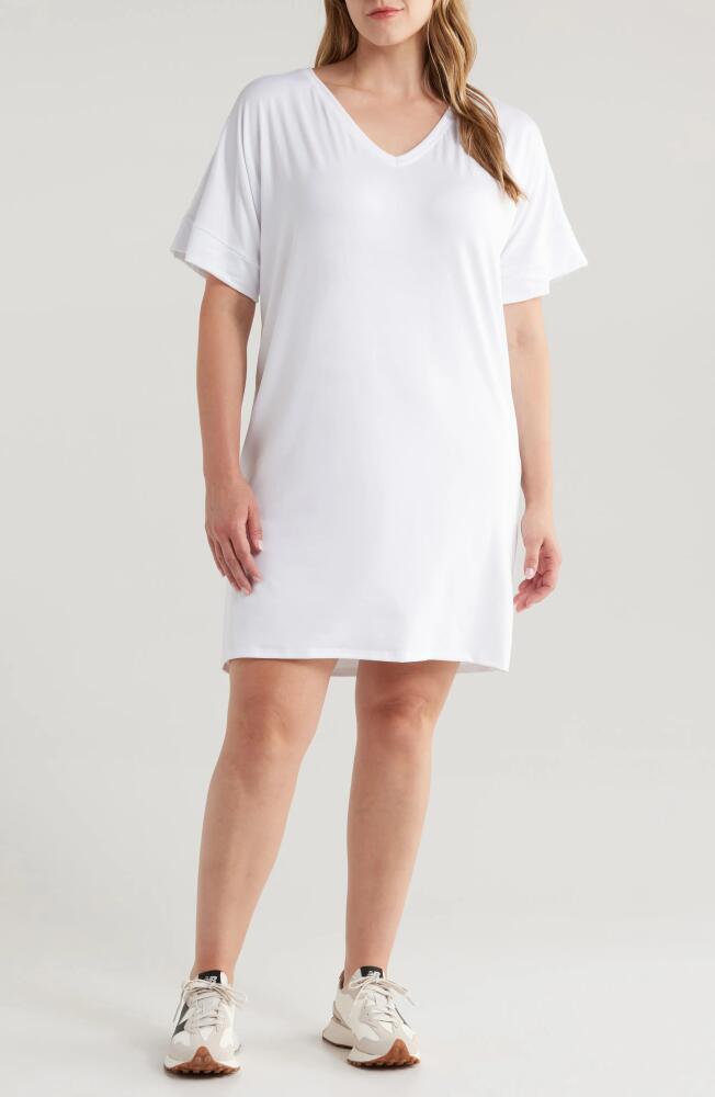 24seven Comfort Apparel Loose Fit Jersey T-Shirt Dress in White Cover