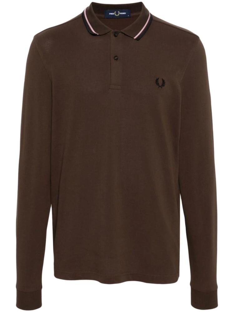 Fred Perry logo-embroidered cotton polo shirt - Brown Cover