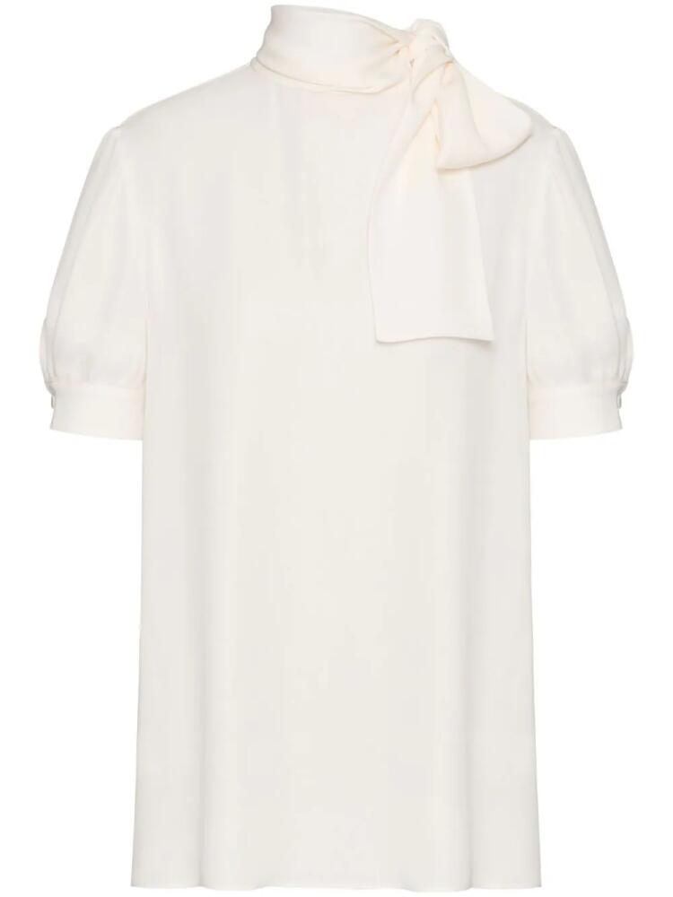 Valentino Garavani pussy-bow silk blouse - Neutrals Cover