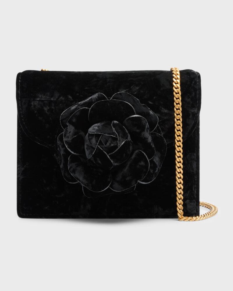 Oscar de la Renta Mini Flower Velvet Chain Crossbody Bag Cover