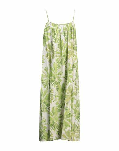 Liviana Conti Woman Midi dress Light green Cotton, Elastane Cover