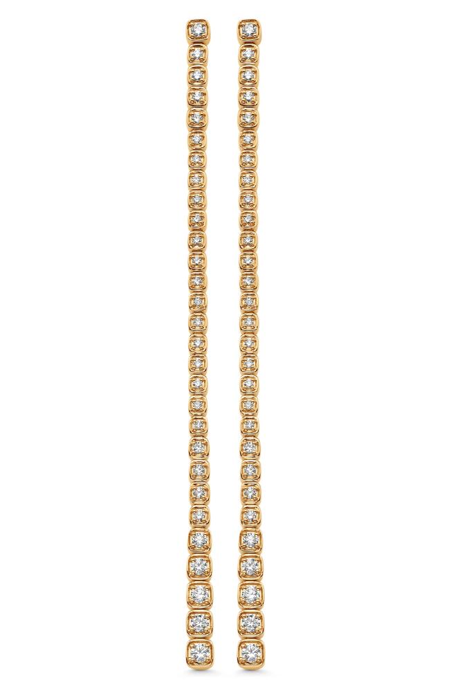 Sara Weinstock Isadora Cushion Diamond Linear Drop Earrings in Yellow Gold Cover