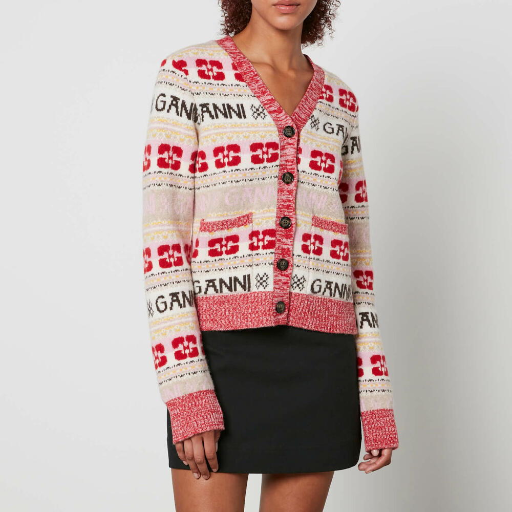 Ganni Jacquard-Knit Logo Cardigan Cover