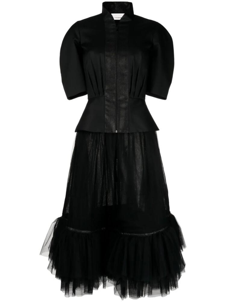 Saiid Kobeisy tulle-panel ruffled skirt suit - Black Cover