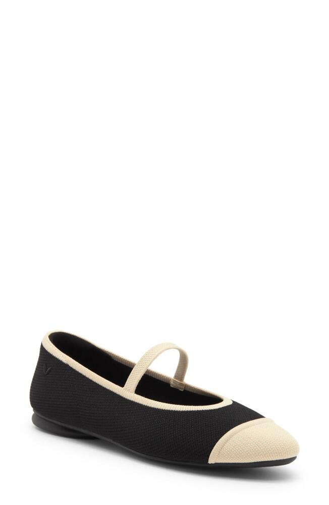 VIVAIA Tamia Mary Jane Cap Toe Flat in Black/Cream Ivory Cover