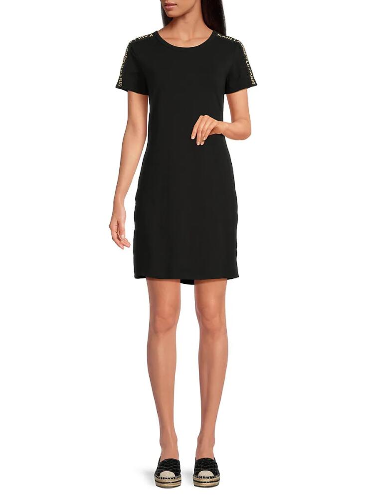 Karl Lagerfeld Paris Women's Logo tape Mini T Shirt Dress - Black Cover