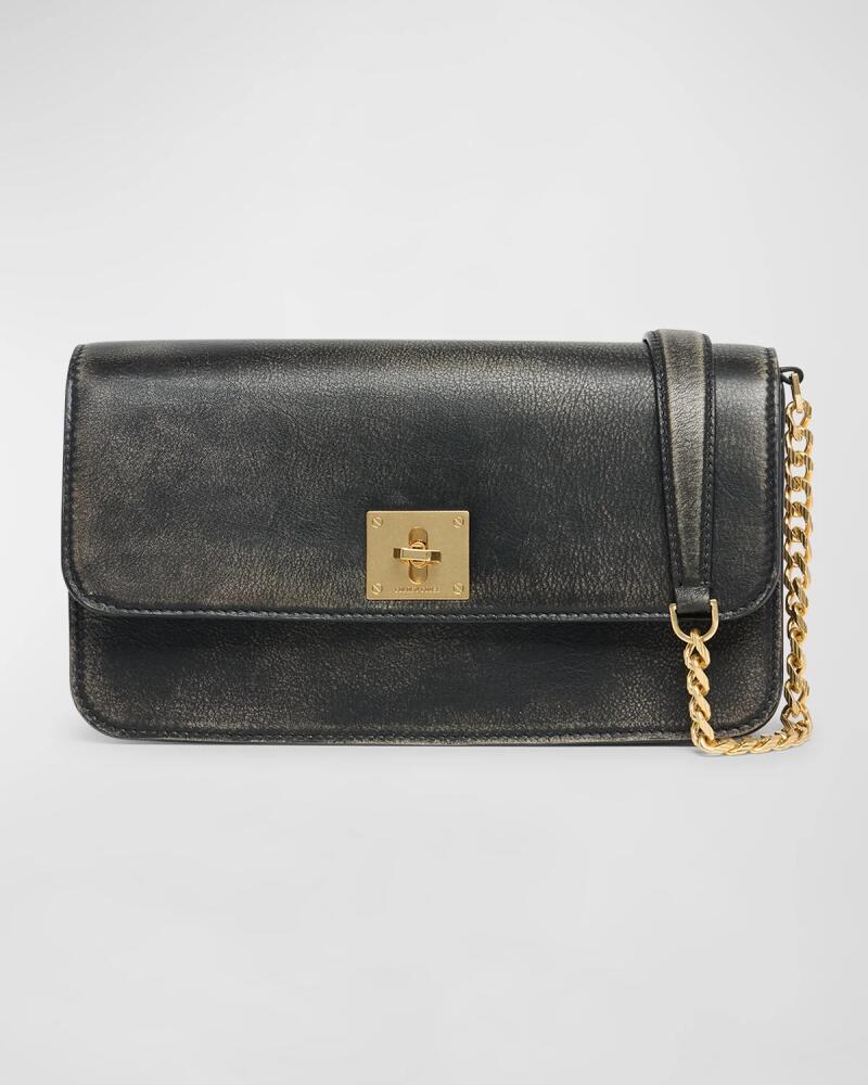 Golden Goose Gioia Flap Distressed Leather Shoulder Bag Cover