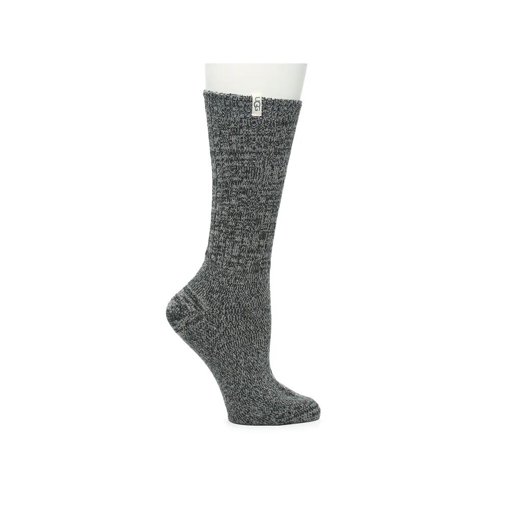 UGG Rib Knit Crew Socks | Women's | Black/White SpaceDye Cover